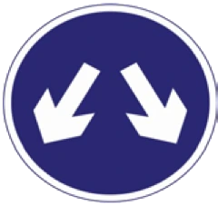 Kuwait traffic sign 413: Pass either side