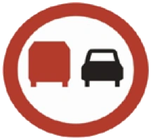 Kuwait traffic sign 432: Overtaking by delivery vehicles prohibited