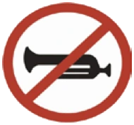 Kuwait traffic sign 439: Sounding horn prohibited