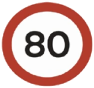 Kuwait sign 441: Maximum speed limit 80
