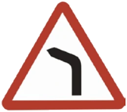 Kuwait traffic sign 509L: Bend ahead left