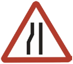 Kuwait traffic sign 513L: Road narrows left