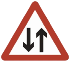 Kuwait traffic sign 515: Two way traffic ahead