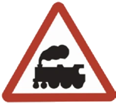 Kuwait traffic sign 520: Ungated railway crossing ahead