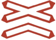 Kuwait traffic sign 522: Ungated railway crossing location multiple track