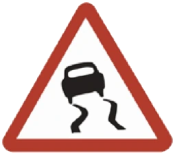 Kuwait traffic sign 539: Slippery road ahead