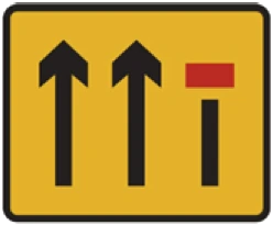 Kuwait traffic sign 551: Lane closure 2 lanes