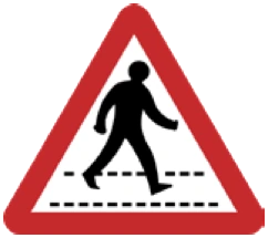 Kuwait traffic sign: Pedestrian crossing warning