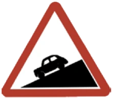Kuwait traffic sign: Steep downgrade
